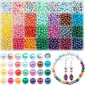28-color 6mm pearl bead set with organized storage box for DIY jewelry making - 6mm Round Beads (No Accessories) / Style 3# (28 Colors Approx 1960pcs)
