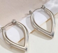 Minimalist silver irregular geometric earrings with high-polish stainless steel finish - Silver Style K7-87