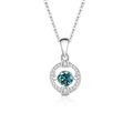 Κολιέ S925 ασήμι με μπλε moissanite της λίμνης και λευκές πέτρες ζιργκόν - Ασήμι 925 / Λευκόχρυσο (Μπλε-Πράσινος Μοϊσανίτης) (FDTD-044)