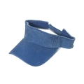 Dettaglio della visiera in denim lavato con cuciture bianche e cinturino regolabile - 58cm (Regolabile) / Blu