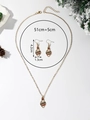 Parure de bijoux de Noël dorée avec collier et boucles d'oreilles aux motifs rayés colorés - XL17-Losange Irrégulier