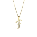 Collier en or avec pendentif lettre F orné de pierres en zircone étincelantes - Lettre F