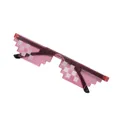 Close-up of translucent pink mosaic pixelated lens and black temples of thug life glasses - Double Row Pink