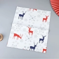 Sac cadeau de Noël avec motifs rennes rouges et bleus sur fond blanc épuré - 38*48+4 Renne