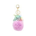 Porte-clés licorne arc-en-ciel en peluche avec corne dorée et pompon rose pour sac à main - 8cm Avec Porte-clés Doré / Violet