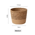 Two-tone woven seagrass planter basket in medium size with 17.5cm top diameter - Medium (Top 17.5cm, Height 12cm, Bottom 14cm)