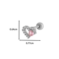 Pink heart zircon earring with stainless steel screw back stud and crystal frame - Hollow Pink Heart - Silver (4# Silver)