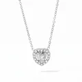 Silver-finish necklace with clear heart-shaped zircon pendant and small crystals - Silver Heart Transparent Gemstone Style (PDD379)