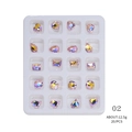 20pcs AB pink heart and teardrop shaped 3D nail art crystals set in 20-slot storage box - Aurora Pink Shapes (Style 02)