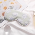 Breathable silk sleep mask in light green with white daisy floral print patterns - Monet Garden-Light Green Daisy