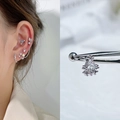 Bohemian silver earrings set with colorful zircon stones and link chains for multiple piercings - EGD32 Aurora Chain Set