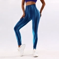 Metallic blue high-waisted yoga pants with 3D print for body shaping and fitness - S / Blue Flow