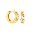 Elegant gold S925 silver hoop earrings with marquise and round cubic zirconia crystals - Gold / Navette Zirconia