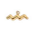 Detailed view of Aquarius zodiac sign pendant in 18K gold plated stainless steel - Aquarius