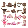 Détail de 20 breloques de cowboy en émail avec bottes chapeaux et crânes pour bijoux DIY - Lot de 20 Pendentifs Cowboy en Émail