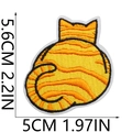 Detailed size view of yellow tabby cat embroidered patch with precise measurements - No.11 Cat's Back View