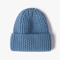 Denim blue knit beanie with a thick ribbed cuff and warm winter texture for outdoors - Grayish Blue