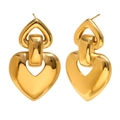 Pendientes de aro con corazón en acero inoxidable bañado en oro 18K sobre blanco - Dorado