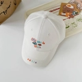 Detail of white mesh baseball cap with My Little Cutie embroidery and whale cartoon pattern - One Size / White