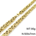 Gold Byzantine square chain necklace for men in 7mm width with lobster clasp finish - 18cm / 7mm Gold