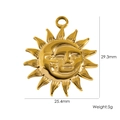 Golden 304 stainless steel sun face pendant with detailed 29.3x25.4mm dimensions - Realistic Sun Face YTP2412083