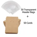50 sets of kraft paper jewelry display cards with clear hanging bags for necklaces - 6x9cm Keychain Kraft Card Set (50Pcs)