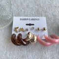 Gold butterfly stud earrings and resin hoop set on white display card for women - KC Gold (4512)