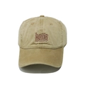 Detalle de la gorra de algodón caqui con bordado hello y textura de tejido lavado - M (56-58cm) / Amarillo