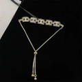 Elegant gold adjustable star bracelet with vintage chain links on black velvet - H Letter Pull-out Bracelet