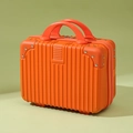 Mini 14-inch orange hardshell suitcase with vertical ripples and durable top handles - 14" / Orange