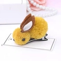 Cute plush bunny hair clip in ginger yellow with soft brown ears on display card - Rabbit Hair Clip / Yellow