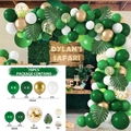 76pcs jungle safari balloon arch kit with dark green gold balloons and palm leaves - Jungle Green