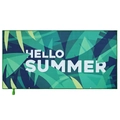 Asciugamano mare ad asciugatura rapida con foglie tropicali e stampa Hello Summer - Foglia Verde / 70*150cm