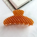 French style large orange striped acetate shark hair claw clip for thick hair styling - Orange White Stripe Acetate
