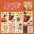Detail view of 6-sheet Thanksgiving window clings with turkey and maple leaf motifs - Style B (Set of 6) / 20*30cm