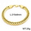 Pulsera de acero de titanio dorada de 9mm de doble tejido con medidas de 215mm largo - Pulsera (KB158073-KFC) / 215x8mm / Dorado