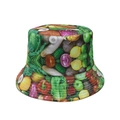 Detail shot of a bucket hat featuring vibrant vegetable prints and smooth stitching - M (56-58cm) / Multicolor (C)
