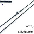 Schwarze Edelstahl Schlangenkette 1,5mm Breite und 600mm Länge mit Karabinerverschluss - 600x1.5mm / Schwarz (KN203746-Z)