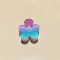 Detailed view of mini frangipani hair claw with purple and blue aurora gradient finish - Colorful Plumeria Purple Blue