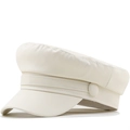 Gorra marinera minimalista de cuero PU blanco para mujer con costuras finas - Talla única / Blanco Roto