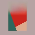 Modern geometric Merry Christmas kraft paper card with abstract red and green shapes - Color Splicing - Style B