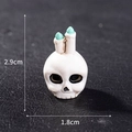 Miniature Halloween white skull figurine with green candles, 2.9cm resin desk decor - Style 24 Candle Skull