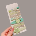 Green rhinestone pearl hair clip set featuring heart and flower designs for women - Cyan Letter Star 7-piece Set