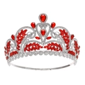 Corona da sposa barocca argento con cristalli rossi e trasparenti a cuore - Argento + Zircone Rosso