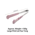 Pink cat paw silicone food tong with stainless steel handle, large size 246mm - Large / Pink