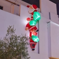 Outdoor inflatable Christmas climbing Santas with glowing gift bags on a building wall - 2M—Climbing Santa Claus