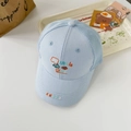 Close-up of light blue kids baseball cap with breathable mesh and cute fish embroidery - One Size / Light Blue