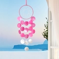Pink shell wind chime dream catcher with hanging iridescent shells for home decor - Finished Product / Full Moon Shell Wind Chime-Pink