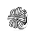 S925 sterling silver daisy flower charm bead with intricate petal details for DIY jewelry - PA0134 (Stereo Relief Flower)
