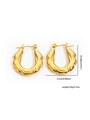 Detail showing irregular wavy texture of golden hoop earrings with size measurements - Gold Wave Twisted Hoop Style (#0242)